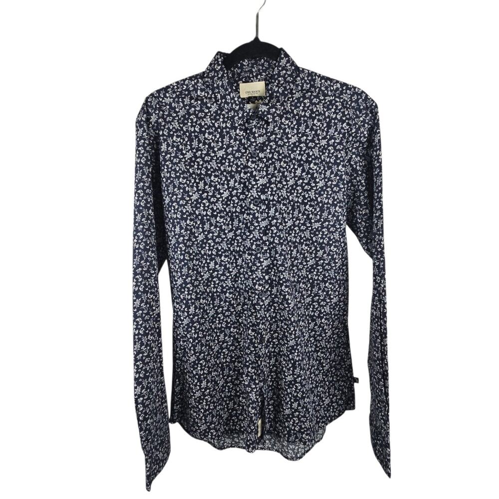NWT Civil Society Hubert Floral Button-Up Shirt Navy Size L